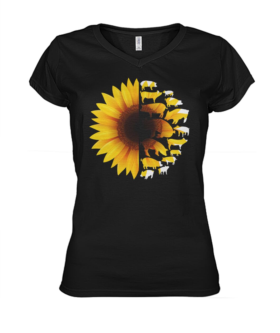 Sunflowers Pig - Men's and Women's t-shirt , Vneck, Hoodies - myfunfarm - clothing acceessories shoes for cow lovers, pig, horse, cat, sheep, dog, chicken, goat farmer