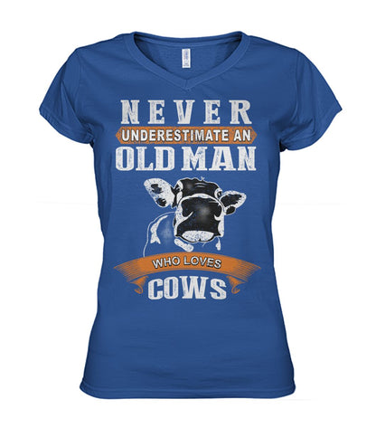 never underestimate an old man who  - Men's and Women's t-shirt , Vneck, Hoodies - myfunfarm - clothing acceessories shoes for cow lovers, pig, horse, cat, sheep, dog, chicken, goat farmer
