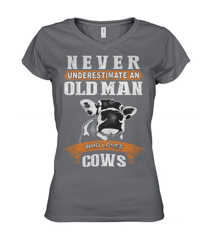 never underestimate an old man who  - Men's and Women's t-shirt , Vneck, Hoodies - myfunfarm - clothing acceessories shoes for cow lovers, pig, horse, cat, sheep, dog, chicken, goat farmer