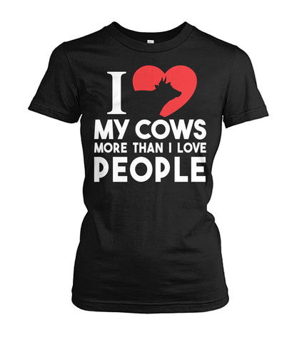 i love cows more than..  - Men's and Women's t-shirt , Vneck, Hoodies - myfunfarm - clothing acceessories shoes for cow lovers, pig, horse, cat, sheep, dog, chicken, goat farmer