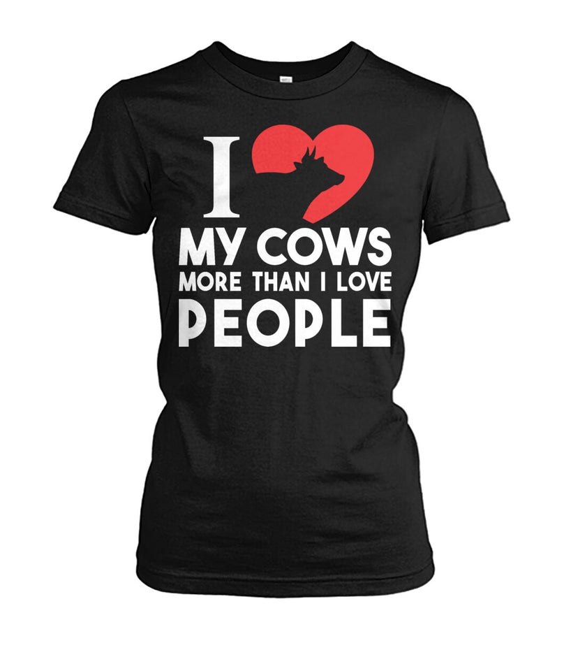 i love cows more than..  - Men's and Women's t-shirt , Vneck, Hoodies - myfunfarm - clothing acceessories shoes for cow lovers, pig, horse, cat, sheep, dog, chicken, goat farmer