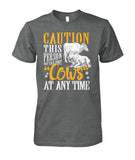 Caution this person may talk about - Men's and Women's t-shirt , Vneck, Hoodies - myfunfarm - clothing acceessories shoes for cow lovers, pig, horse, cat, sheep, dog, chicken, goat farmer