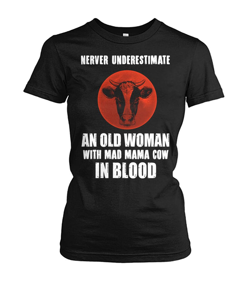 Never underestimate an old woman  - Men's and Women's t-shirt , Vneck, Hoodies - myfunfarm - clothing acceessories shoes for cow lovers, pig, horse, cat, sheep, dog, chicken, goat farmer