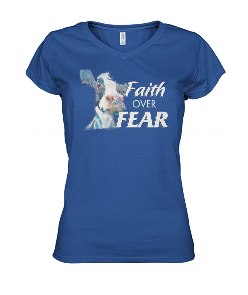 faith over fear - Men's and Women's t-shirt , Vneck, Hoodies - myfunfarm - clothing acceessories shoes for cow lovers, pig, horse, cat, sheep, dog, chicken, goat farmer