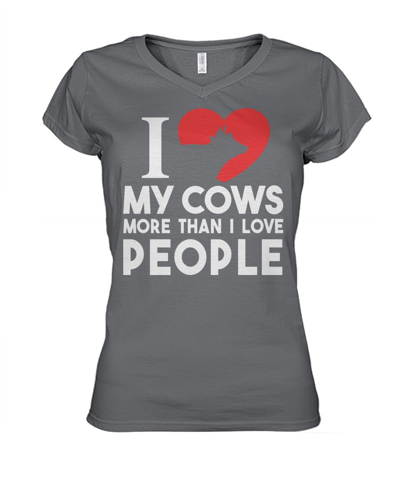 i love cows more than..  - Men's and Women's t-shirt , Vneck, Hoodies - myfunfarm - clothing acceessories shoes for cow lovers, pig, horse, cat, sheep, dog, chicken, goat farmer