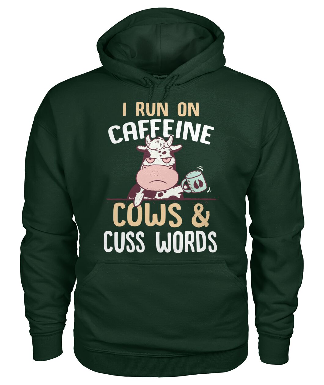 i run on caffeine cows cus words  - Men's and Women's t-shirt , Vneck, Hoodies - myfunfarm - clothing acceessories shoes for cow lovers, pig, horse, cat, sheep, dog, chicken, goat farmer