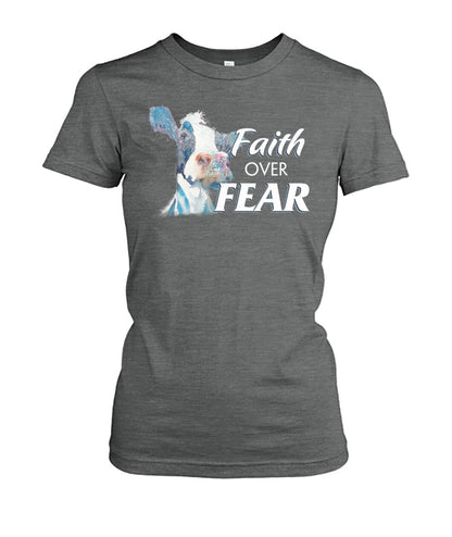 faith over fear - Men's and Women's t-shirt , Vneck, Hoodies - myfunfarm - clothing acceessories shoes for cow lovers, pig, horse, cat, sheep, dog, chicken, goat farmer