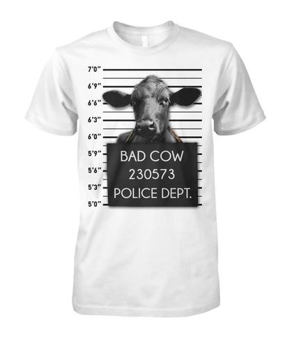 Bad cow - Men's and Women's t-shirt , Vneck, Hoodies - myfunfarm - clothing acceessories shoes for cow lovers, pig, horse, cat, sheep, dog, chicken, goat farmer
