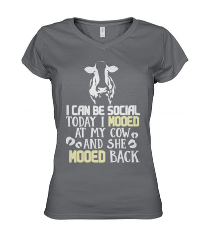 i can be social today i mooed  - Men's and Women's t-shirt , Vneck, Hoodies - myfunfarm - clothing acceessories shoes for cow lovers, pig, horse, cat, sheep, dog, chicken, goat farmer