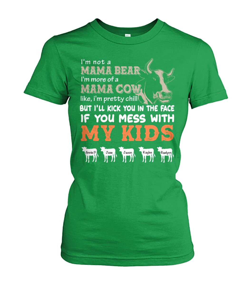 Custom names - Personalized Mama Cow t-shirt -  Mother's day gift