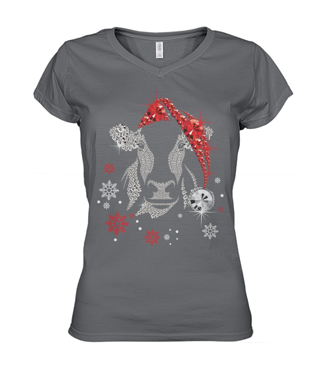 cow diamond fake christmas  - Men's and Women's t-shirt , Vneck, Hoodies - myfunfarm - clothing acceessories shoes for cow lovers, pig, horse, cat, sheep, dog, chicken, goat farmer