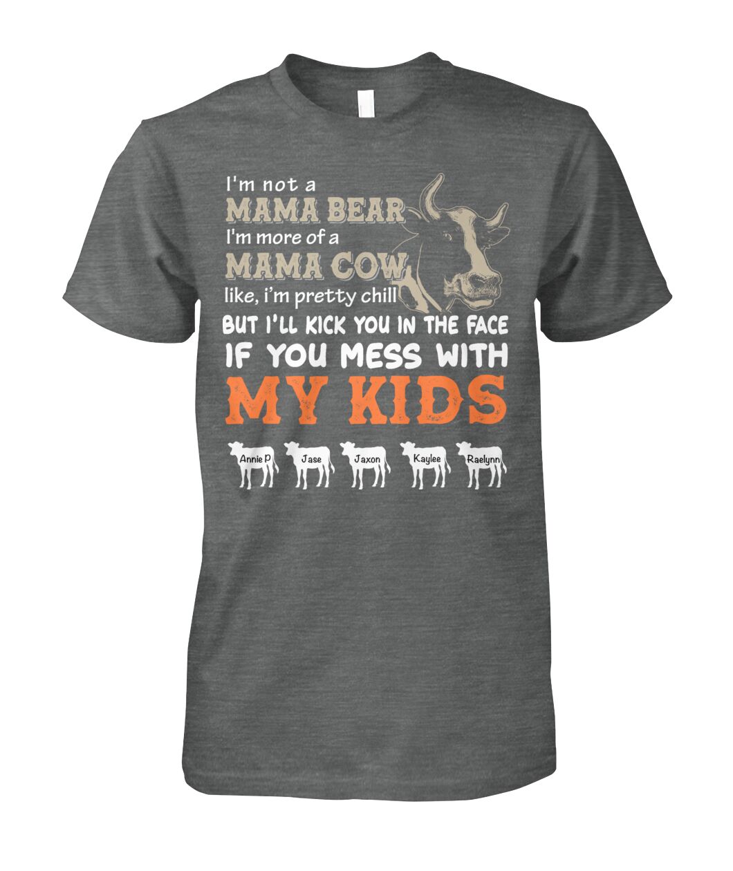 Custom names - Personalized Mama Cow t-shirt -  Mother's day gift