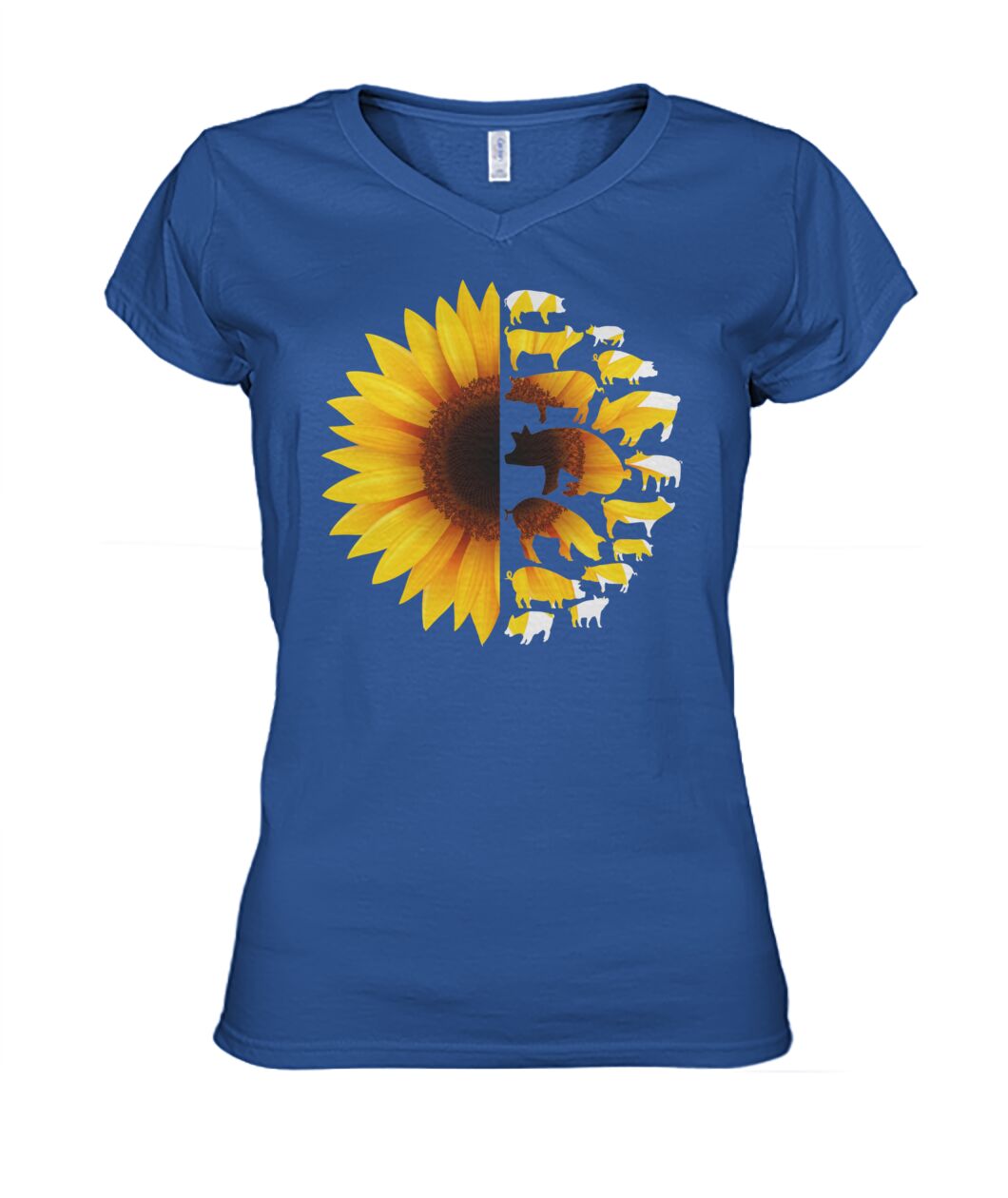 Sunflowers Pig - Men's and Women's t-shirt , Vneck, Hoodies - myfunfarm - clothing acceessories shoes for cow lovers, pig, horse, cat, sheep, dog, chicken, goat farmer