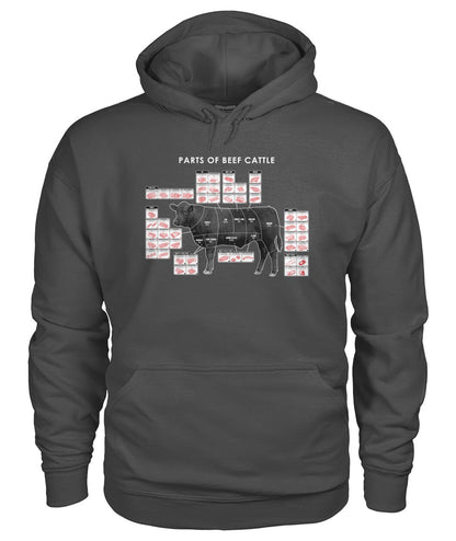 Parts of beef cattle  - Men's and Women's t-shirt , Hoodies - myfunfarm - clothing acceessories shoes for cow lovers, pig, horse, cat, sheep, dog, chicken, goat farmer