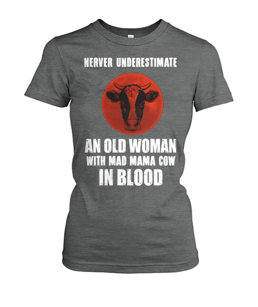 Never underestimate an old woman  - Men's and Women's t-shirt , Vneck, Hoodies - myfunfarm - clothing acceessories shoes for cow lovers, pig, horse, cat, sheep, dog, chicken, goat farmer