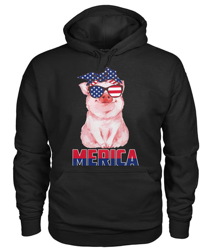 Love pig love america  - Men's and Women's t-shirt , Vneck, Hoodies - myfunfarm - clothing acceessories shoes for cow lovers, pig, horse, cat, sheep, dog, chicken, goat farmer