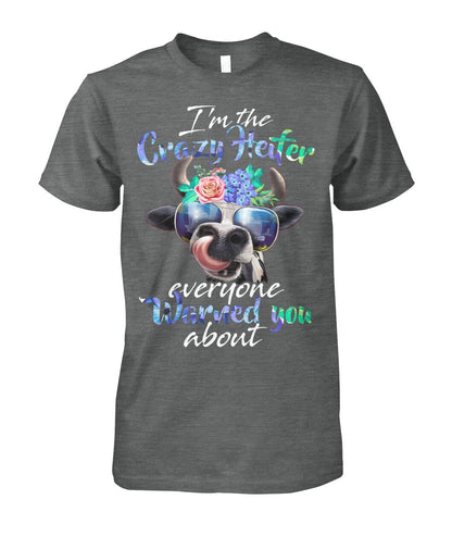 i'm the crazy heifer - Men's and Women's t-shirt , Vneck, Hoodies - myfunfarm - clothing acceessories shoes for cow lovers, pig, horse, cat, sheep, dog, chicken, goat farmer