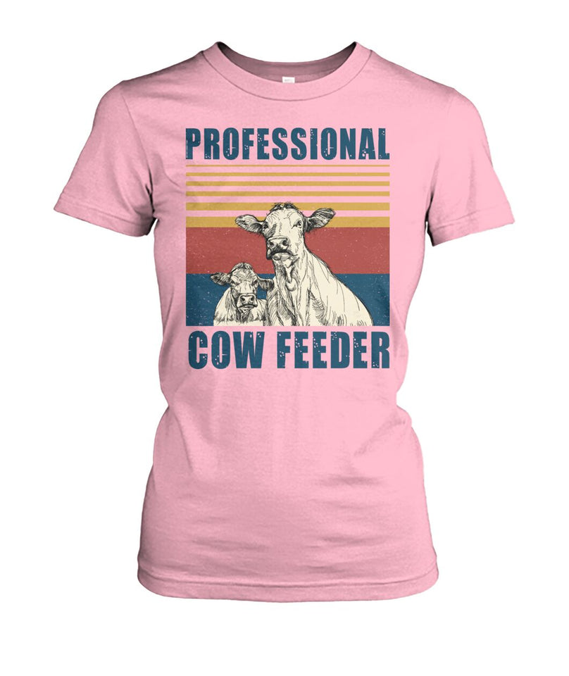 Professional cow feeder  - Men's and Women's t-shirt , Vneck, Hoodies - myfunfarm - clothing acceessories shoes for cow lovers, pig, horse, cat, sheep, dog, chicken, goat farmer
