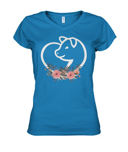 Heart flowers Pig - Men's and Women's t-shirt , Vneck, Hoodies - myfunfarm - clothing acceessories shoes for cow lovers, pig, horse, cat, sheep, dog, chicken, goat farmer