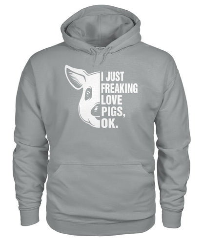 i just freaking love pig, ok - Men's and Women's t-shirt , Vneck, Hoodies - myfunfarm - clothing acceessories shoes for cow lovers, pig, horse, cat, sheep, dog, chicken, goat farmer