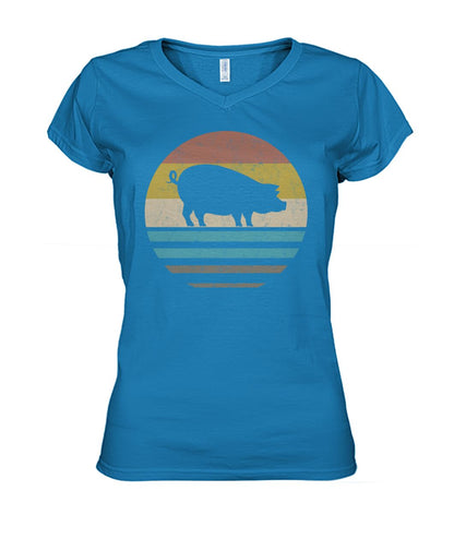 Vintage print pig - Men's and Women's t-shirt , Vneck, Hoodies - myfunfarm - clothing acceessories shoes for cow lovers, pig, horse, cat, sheep, dog, chicken, goat farmer
