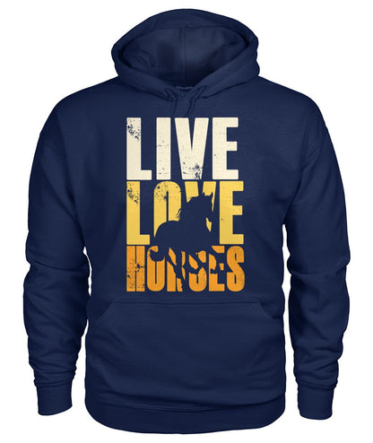 Live love horse - Men's and Women's t-shirt , Vneck, Hoodies - myfunfarm - clothing acceessories shoes for cow lovers, pig, horse, cat, sheep, dog, chicken, goat farmer