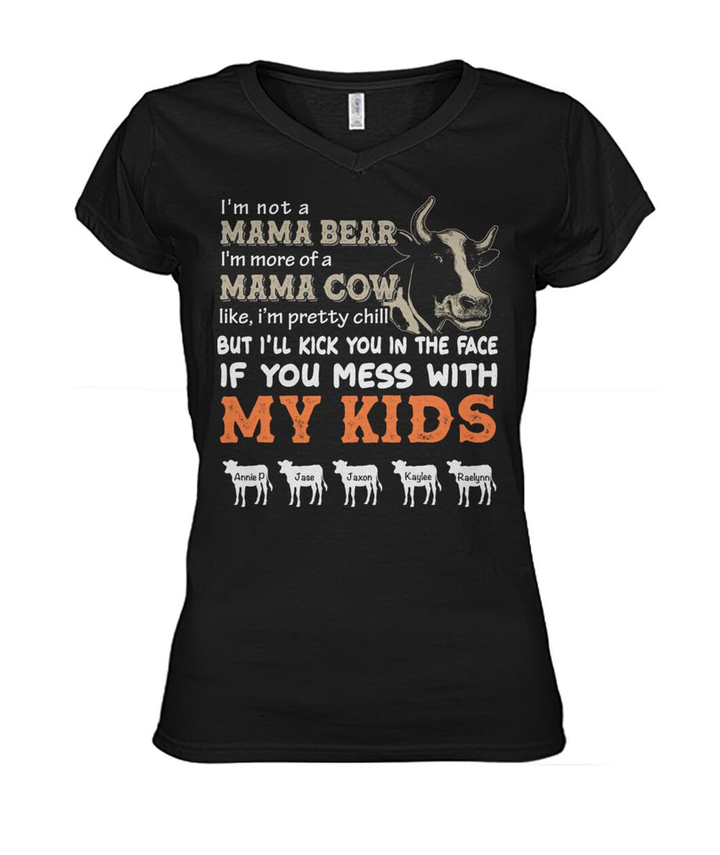 Custom names - Personalized Mama Cow t-shirt -  Mother's day gift