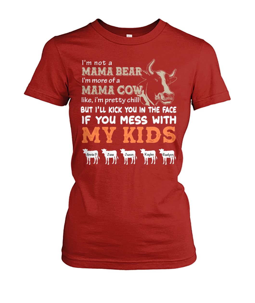 Custom names - Personalized Mama Cow t-shirt -  Mother's day gift