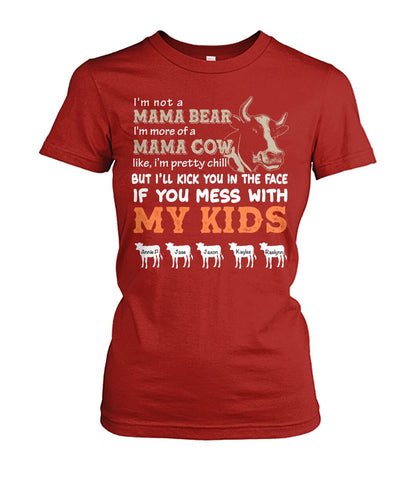 Custom names - Personalized Mama Cow t-shirt -  Mother's day gift