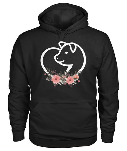 Heart flowers Pig - Men's and Women's t-shirt , Vneck, Hoodies - myfunfarm - clothing acceessories shoes for cow lovers, pig, horse, cat, sheep, dog, chicken, goat farmer