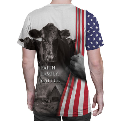Faith Family Cattle USA Flag print  - unisex t-shirt
