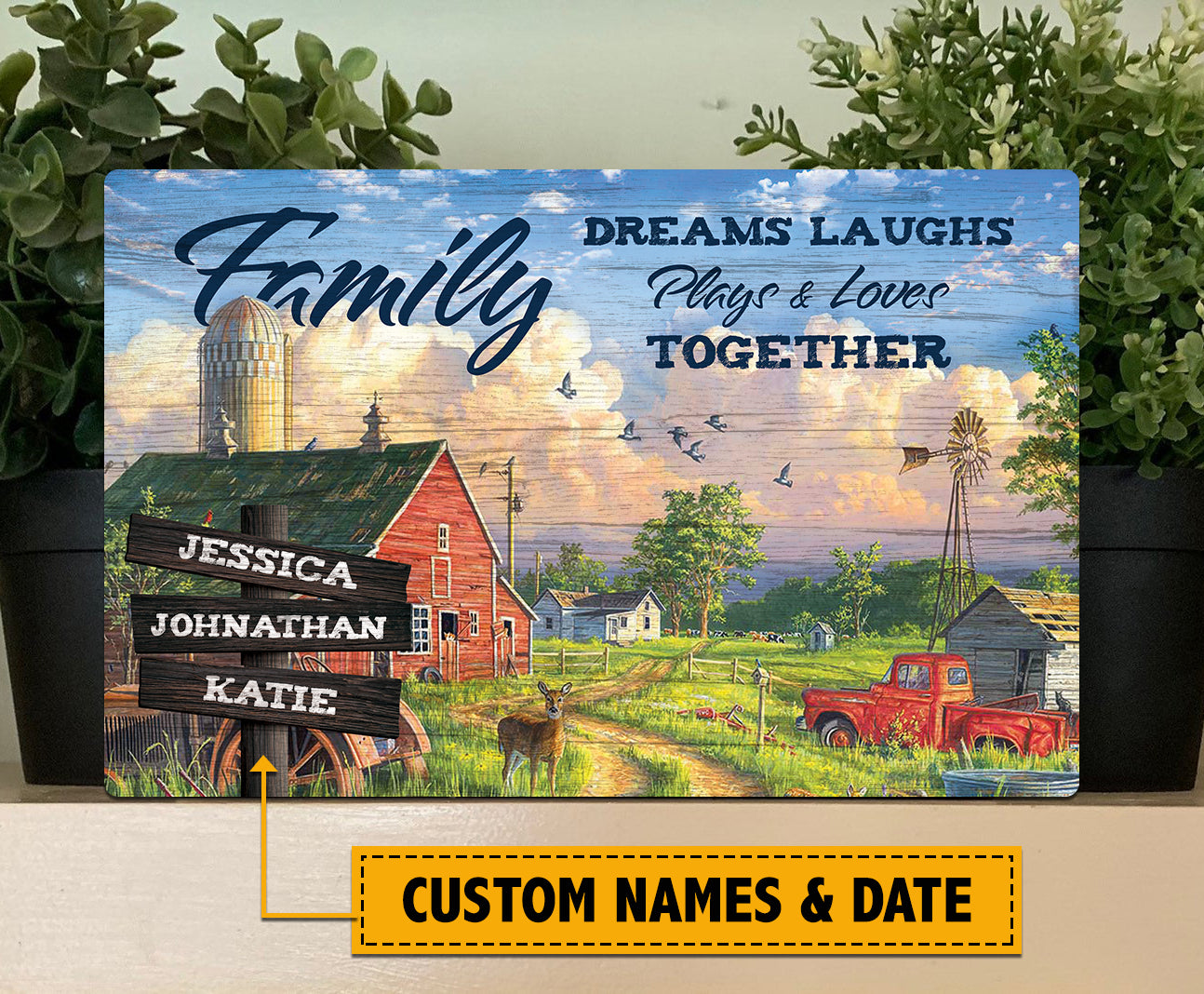 Custom names and Date  Wood Sign - Family home decor