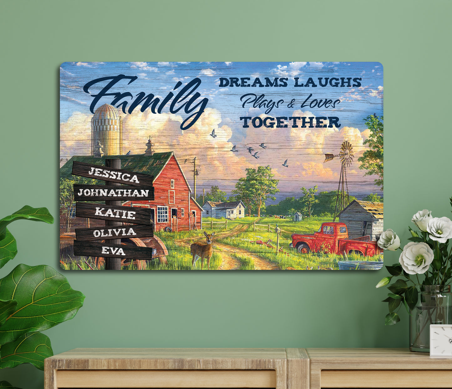 Custom names and Date  Wood Sign - Family home decor