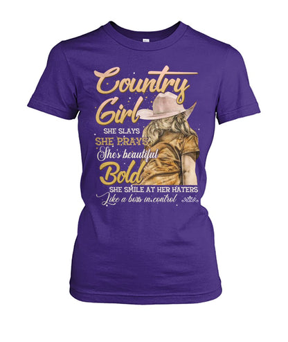 country girl she slays she prays shes beautiful - unisex  t-shirt , Hoodies
