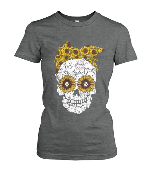 Skull sun Flowers for dog lovers - Men's and Women's t-shirt , hoodies - myfunfarm - clothing acceessories shoes for cow lovers, pig, horse, cat, sheep, dog, chicken, goat farmer