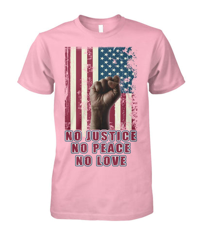 No justice no peace no love  - Men's and Women's t-shirt , Vneck, Hoodies - myfunfarm - clothing acceessories shoes for cow lovers, pig, horse, cat, sheep, dog, chicken, goat farmer
