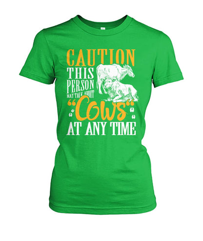 Caution this person may talk about - Men's and Women's t-shirt , Vneck, Hoodies - myfunfarm - clothing acceessories shoes for cow lovers, pig, horse, cat, sheep, dog, chicken, goat farmer