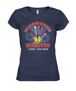 fireworks director i run, you run - Men's and Women's t-shirt , Vneck - myfunfarm - clothing acceessories shoes for cow lovers, pig, horse, cat, sheep, dog, chicken, goat farmer