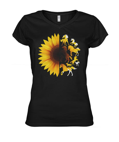 Horse sunflowers - Men's and Women's t-shirt , Vneck, Hoodies - myfunfarm - clothing acceessories shoes for cow lovers, pig, horse, cat, sheep, dog, chicken, goat farmer