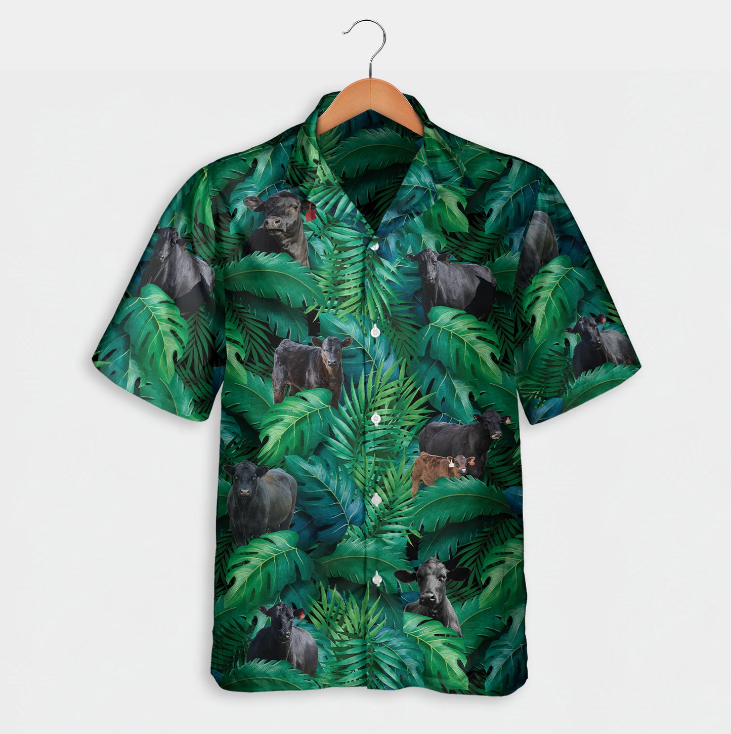 Angus cattle in forest - Hawaiian Shirt and Shorts
