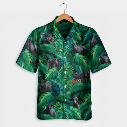 Angus cattle in forest - Hawaiian Shirt and Shorts