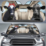 Funny Cows in car - Auto Sun Shade - myfunfarm - clothing acceessories shoes for cow lovers, pig, horse, cat, sheep, dog, chicken, goat farmer