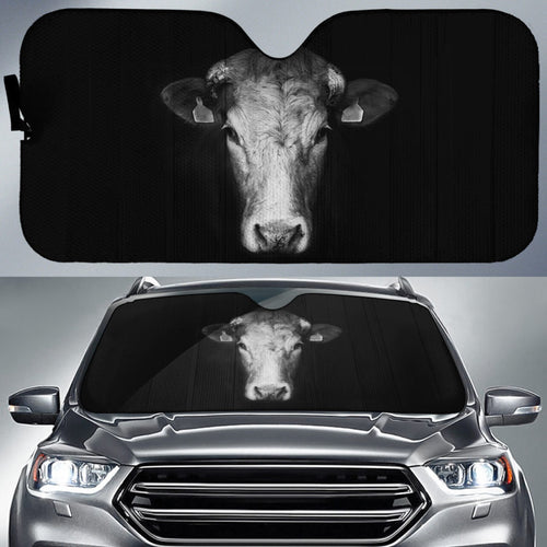 Cow black  color print Auto Sun Shade - myfunfarm - clothing acceessories shoes for cow lovers, pig, horse, cat, sheep, dog, chicken, goat farmer