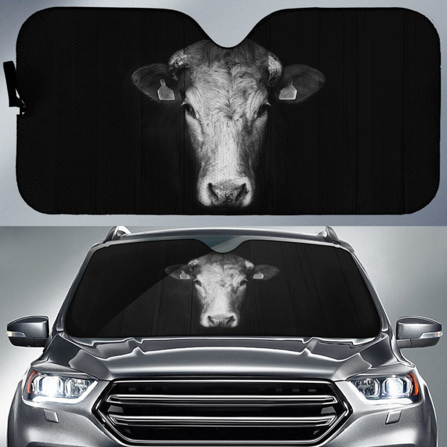 Cow black  color print Auto Sun Shade - myfunfarm - clothing acceessories shoes for cow lovers, pig, horse, cat, sheep, dog, chicken, goat farmer
