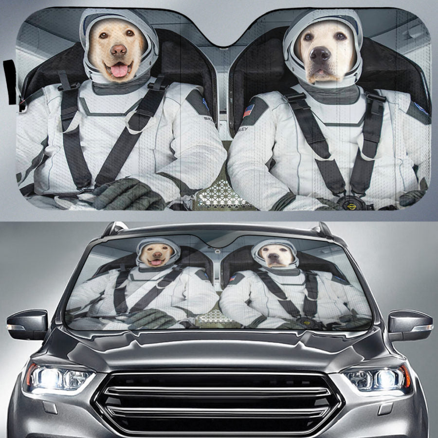 Labrador to visit the ISS - print  Auto Sun Shade - myfunfarm - clothing acceessories shoes for cow lovers, pig, horse, cat, sheep, dog, chicken, goat farmer