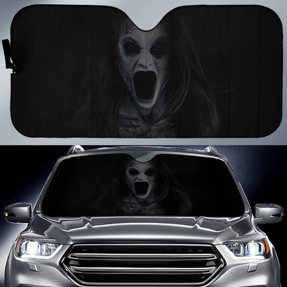 Scary ghost Halloween - Auto Sun Shade - myfunfarm - clothing acceessories shoes for cow lovers, pig, horse, cat, sheep, dog, chicken, goat farmer