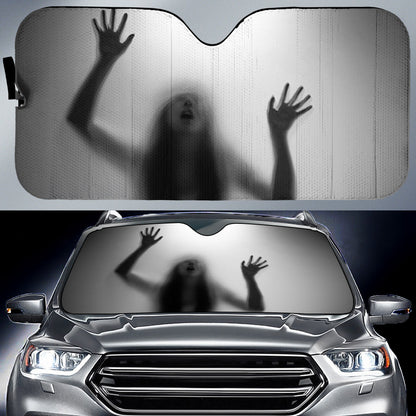 Scary ghost Halloween - Auto Sun Shade - myfunfarm - clothing acceessories shoes for cow lovers, pig, horse, cat, sheep, dog, chicken, goat farmer