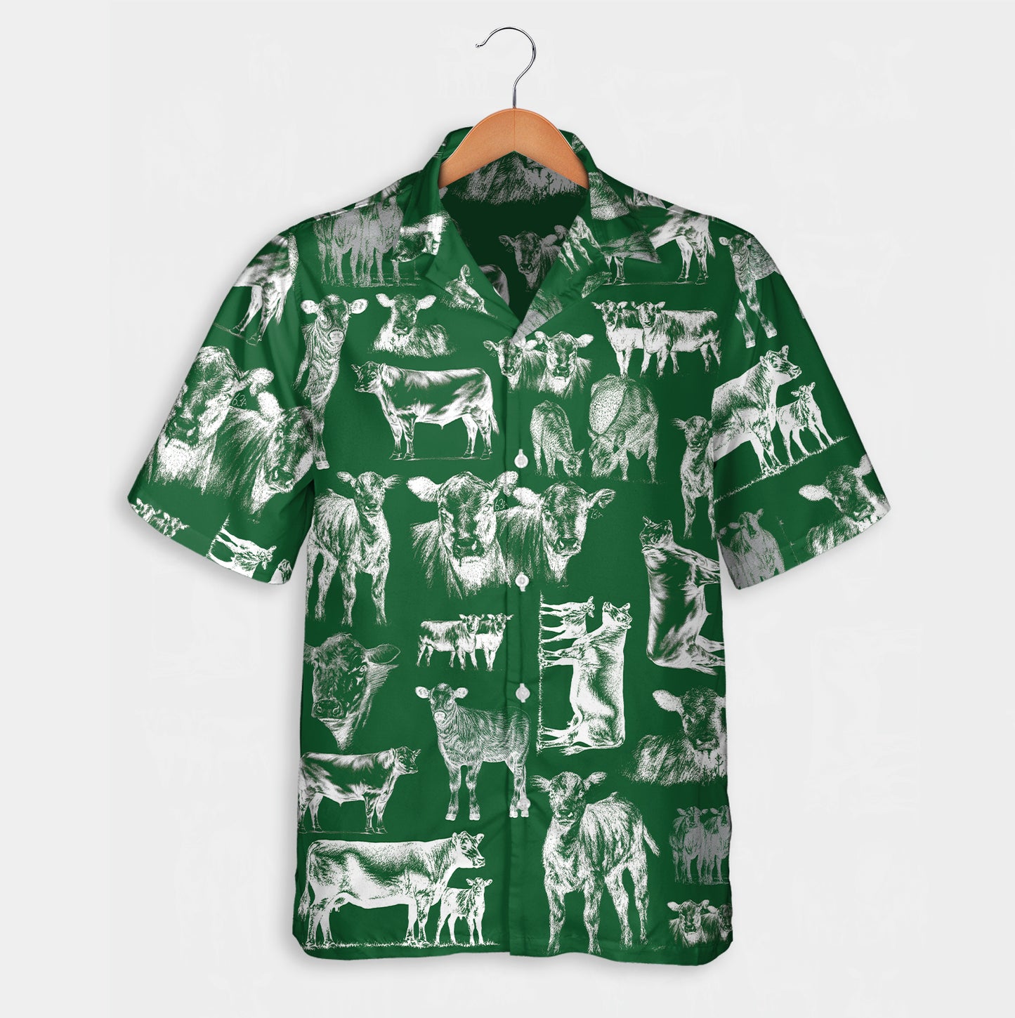 Cattle pattern white and blue, red, green  - Hawaiian Shirt, Shorts for adult and youth - myfunfarm