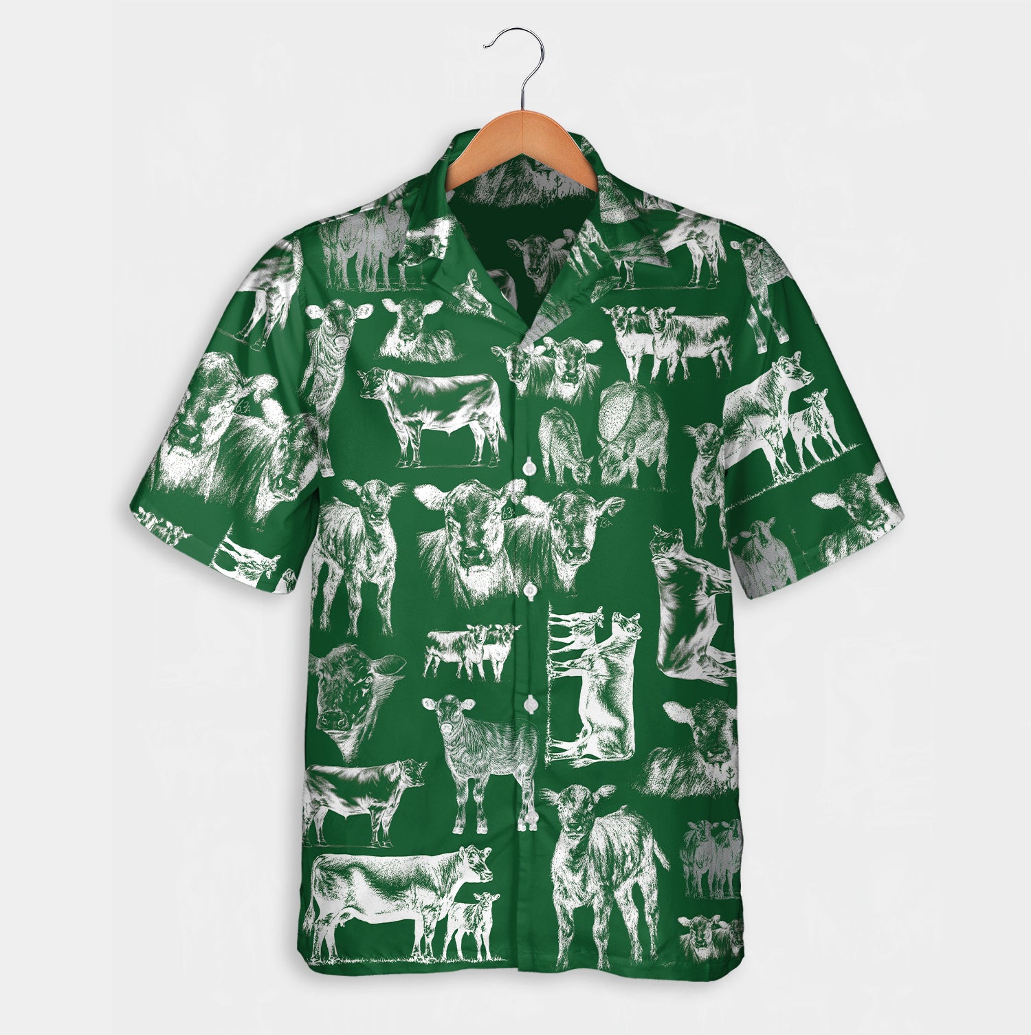 Cattle pattern white and blue, red, green  - Hawaiian Shirt, Shorts for adult and youth - myfunfarm
