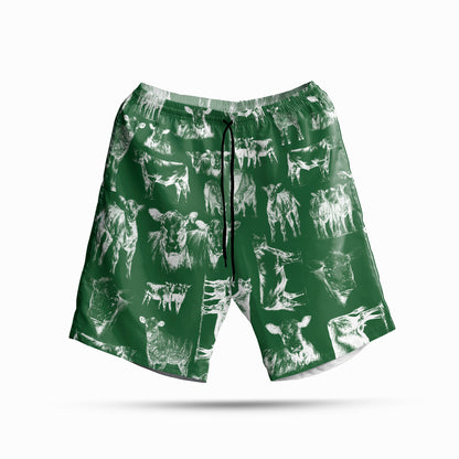 Cattle pattern white and blue, red, green  - Hawaiian Shirt, Shorts for adult and youth - myfunfarm